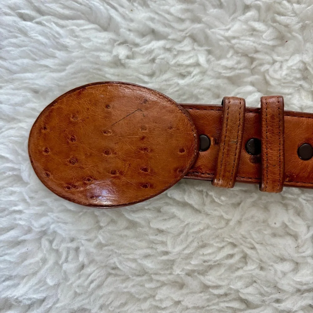 Black Jack Genuine Ostrich Skin Leather Tan Leather Men's Belt 42